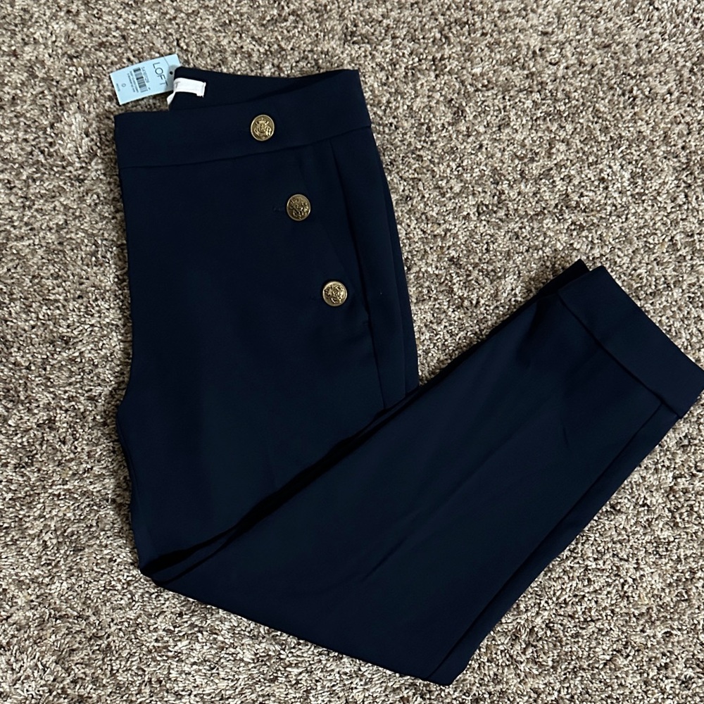 LOFT Dark Blue Trousers with Metallic Accents